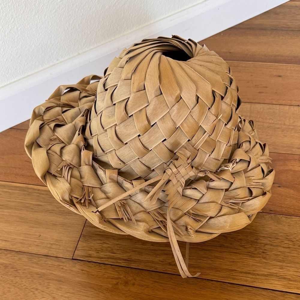 Vintage woven palm leaf hat